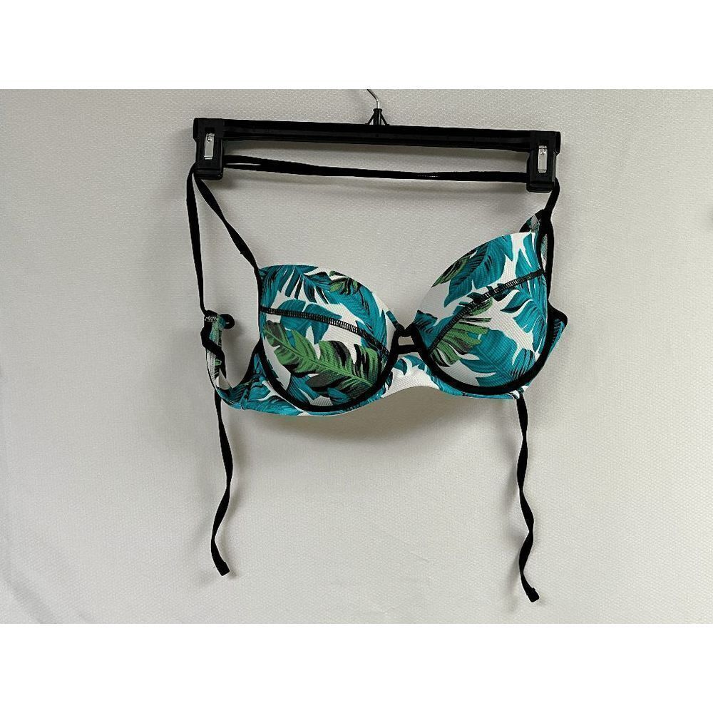 Hula Honey Womens Halter neck Underwired Bikini Top Blue Green White Floral Sz L